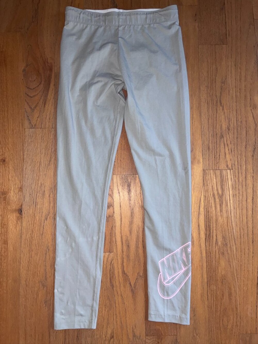 Nike Girls Gray Pink Logo Full-Length Leggings Size XL